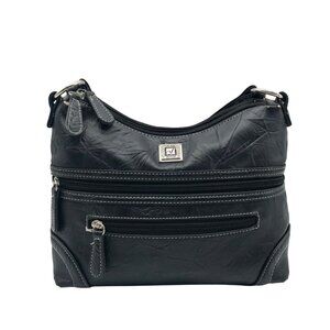 Stone Mountain Black Washed Leather Irene Hobo Bag